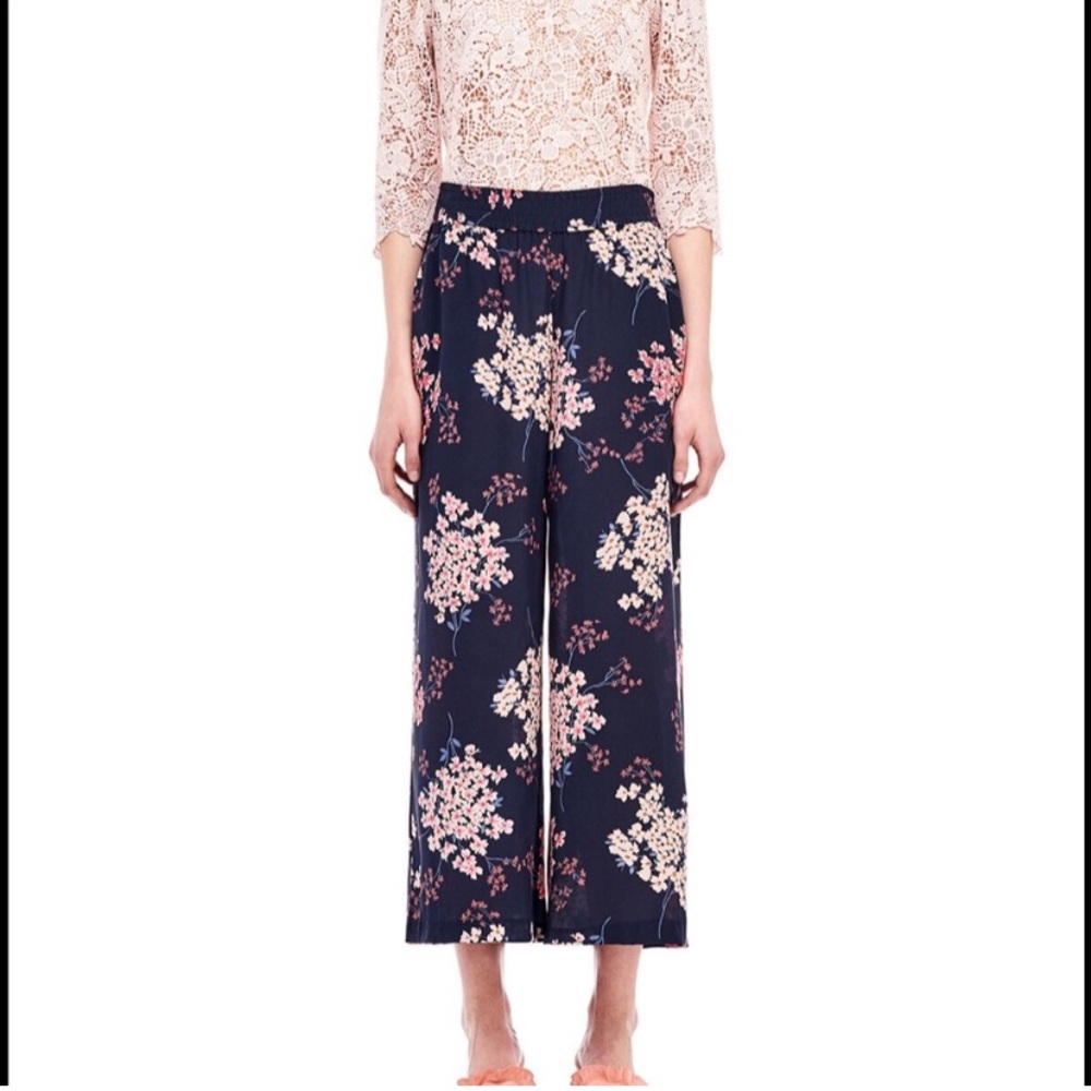 Rebecca Taylor floral silk cropped pants